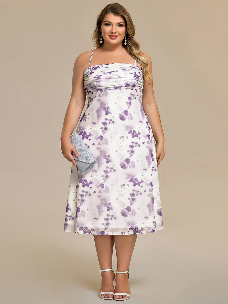pretty ELYRA|Robe d'invitée de mariage grande taille imprimée à bretelles réglables