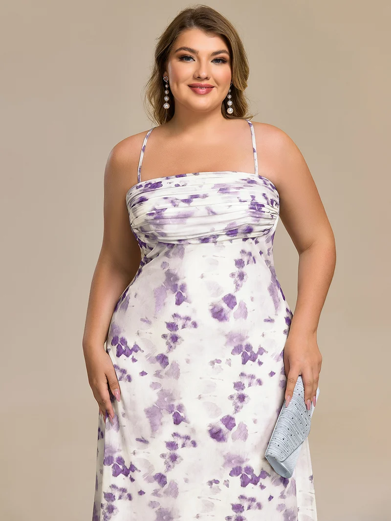 pretty ELYRA|Robe d'invitée de mariage grande taille imprimée à bretelles réglables