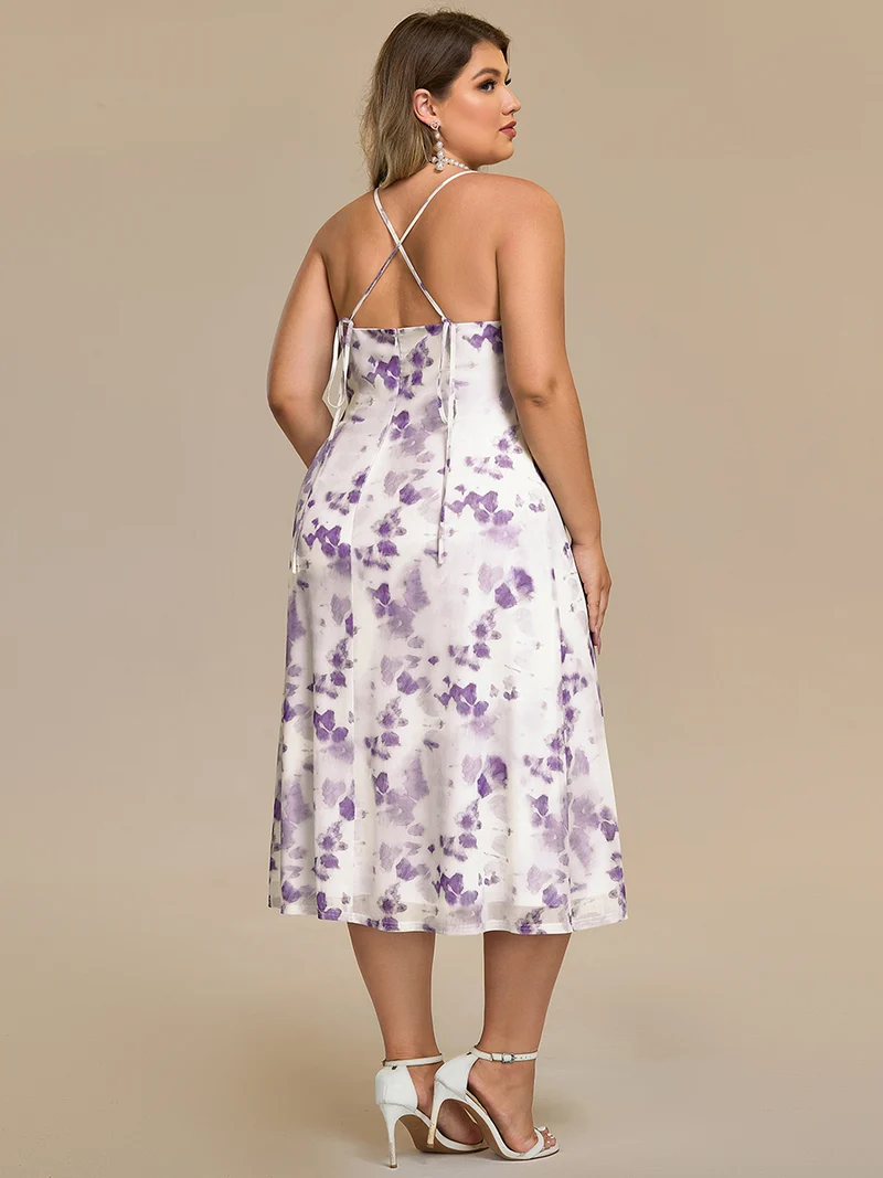 pretty ELYRA|Robe d'invitée de mariage grande taille imprimée à bretelles réglables