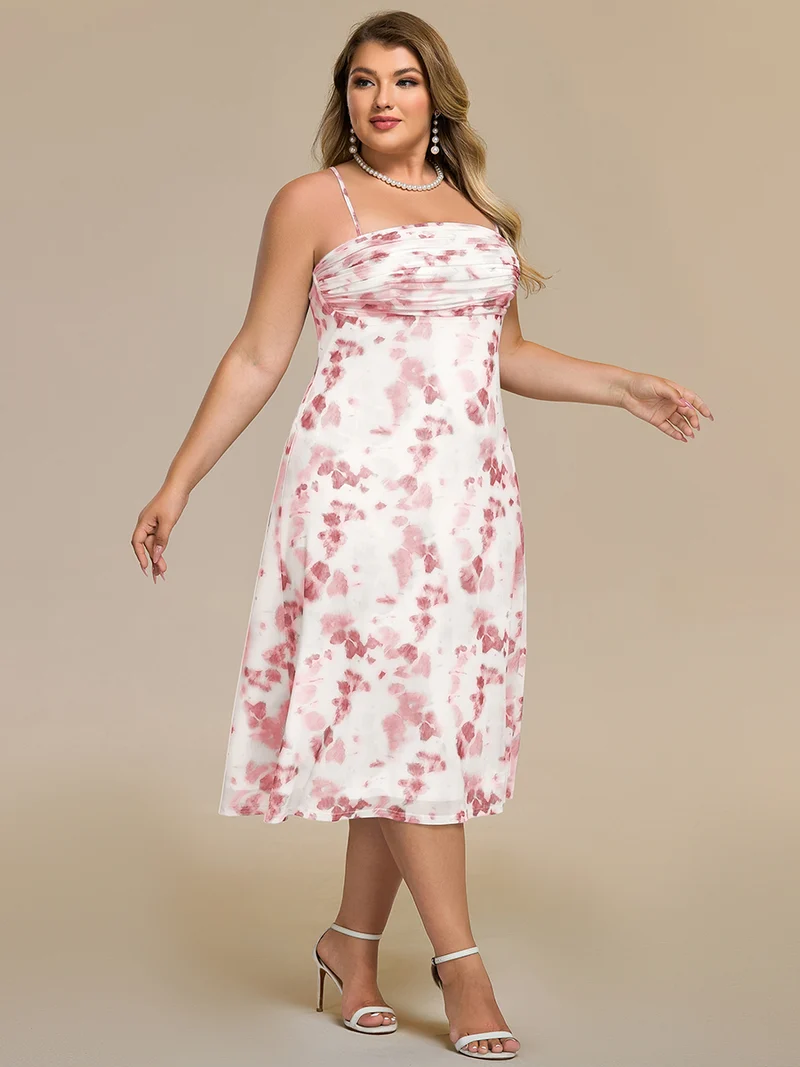 pretty ELYRA|Robe d'invitée de mariage grande taille imprimée à bretelles réglables