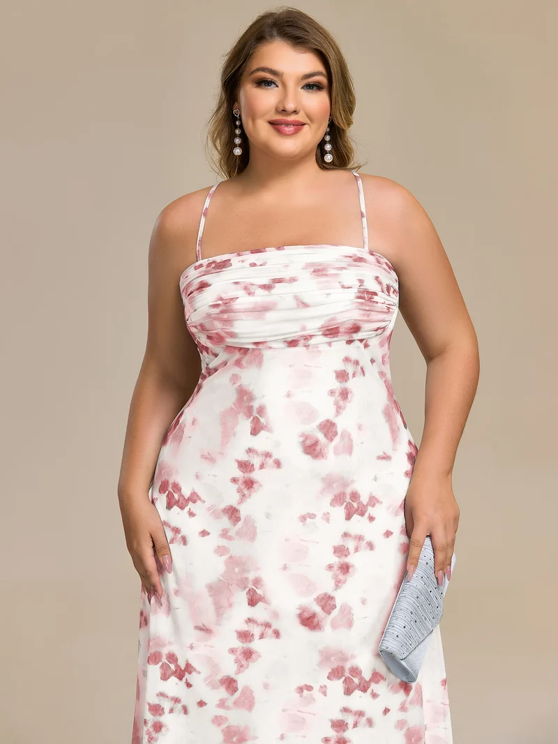 pretty ELYRA|Robe d'invitée de mariage grande taille imprimée à bretelles réglables