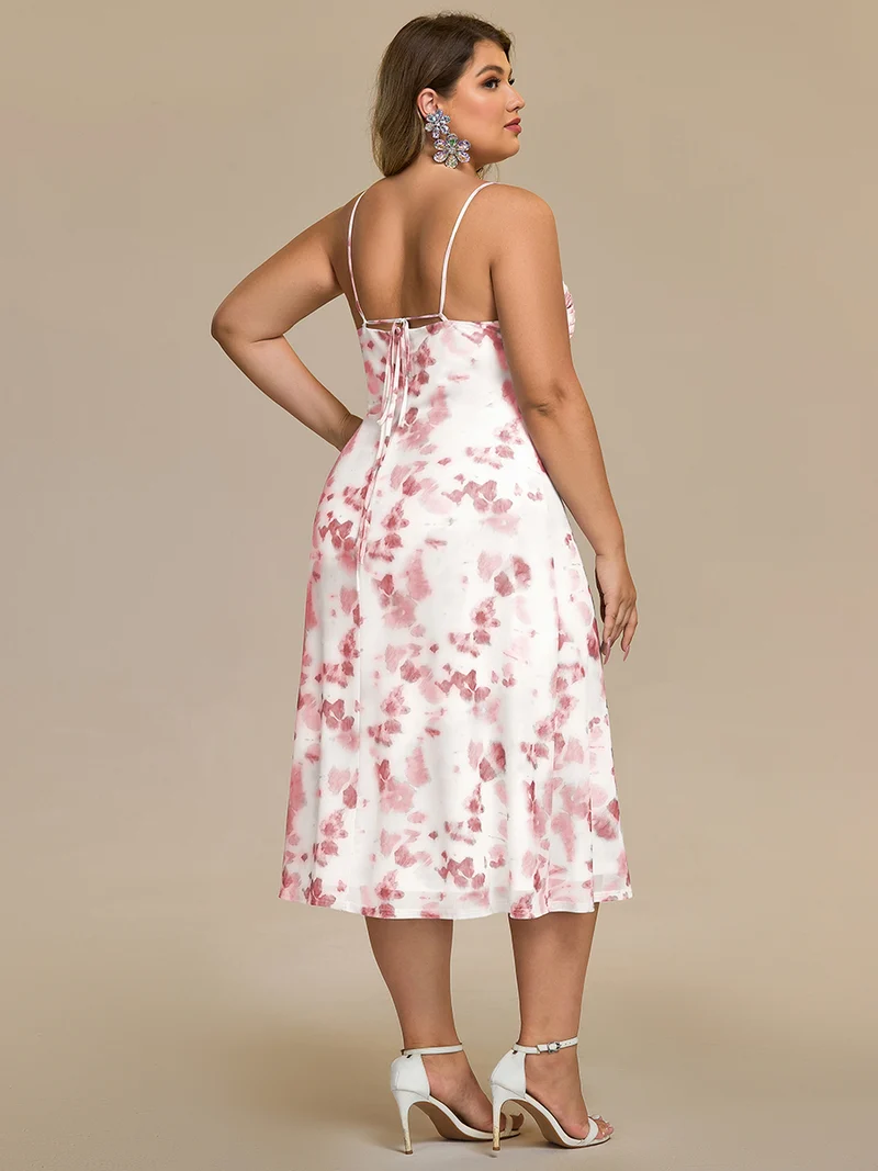 pretty ELYRA|Robe d'invitée de mariage grande taille imprimée à bretelles réglables