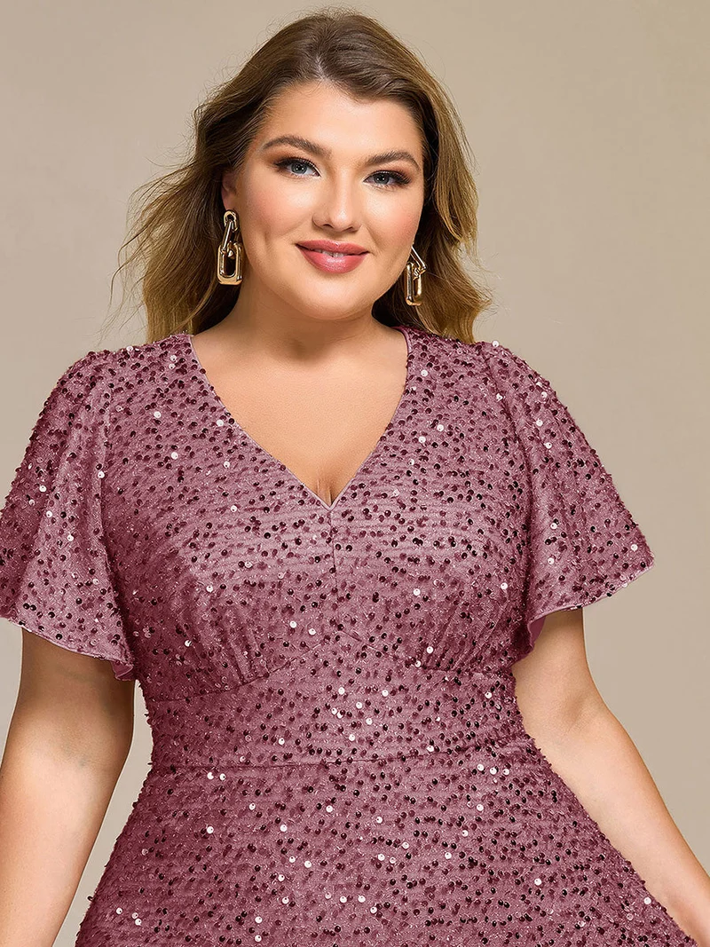 pretty CALISTEA|Robe de soirée mi-longue à volants et paillettes(Vente Finale)