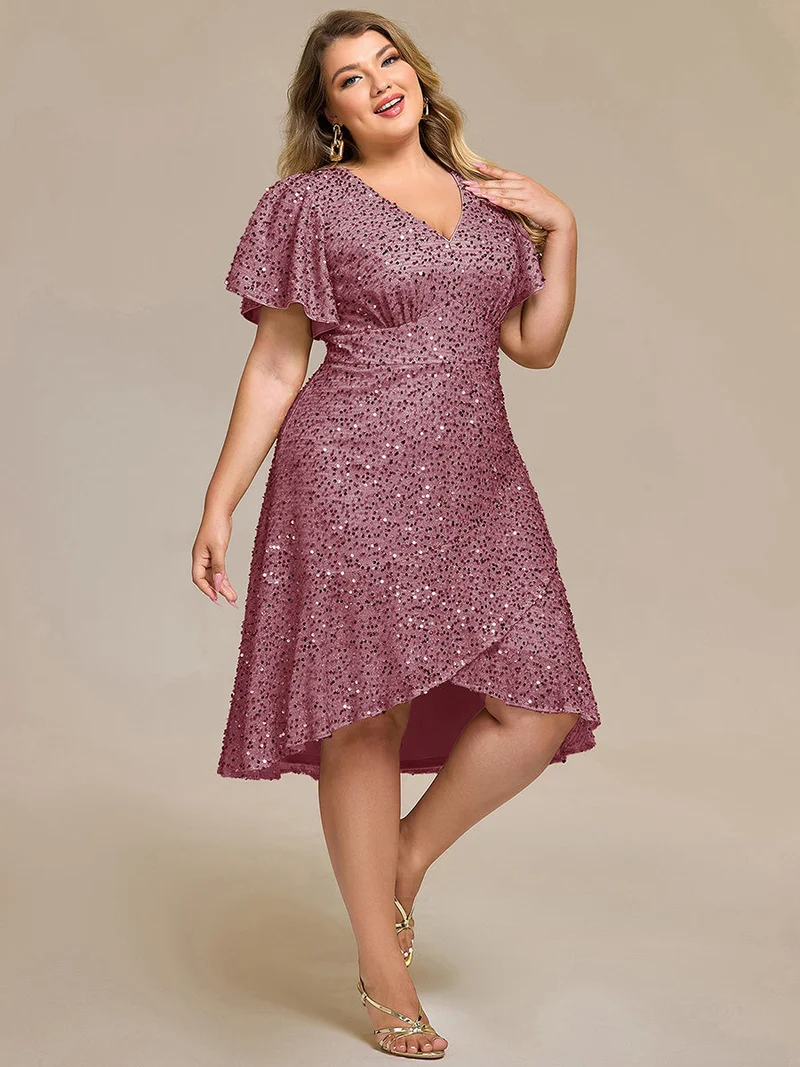 pretty CALISTEA|Robe de soirée mi-longue à volants et paillettes(Vente Finale)