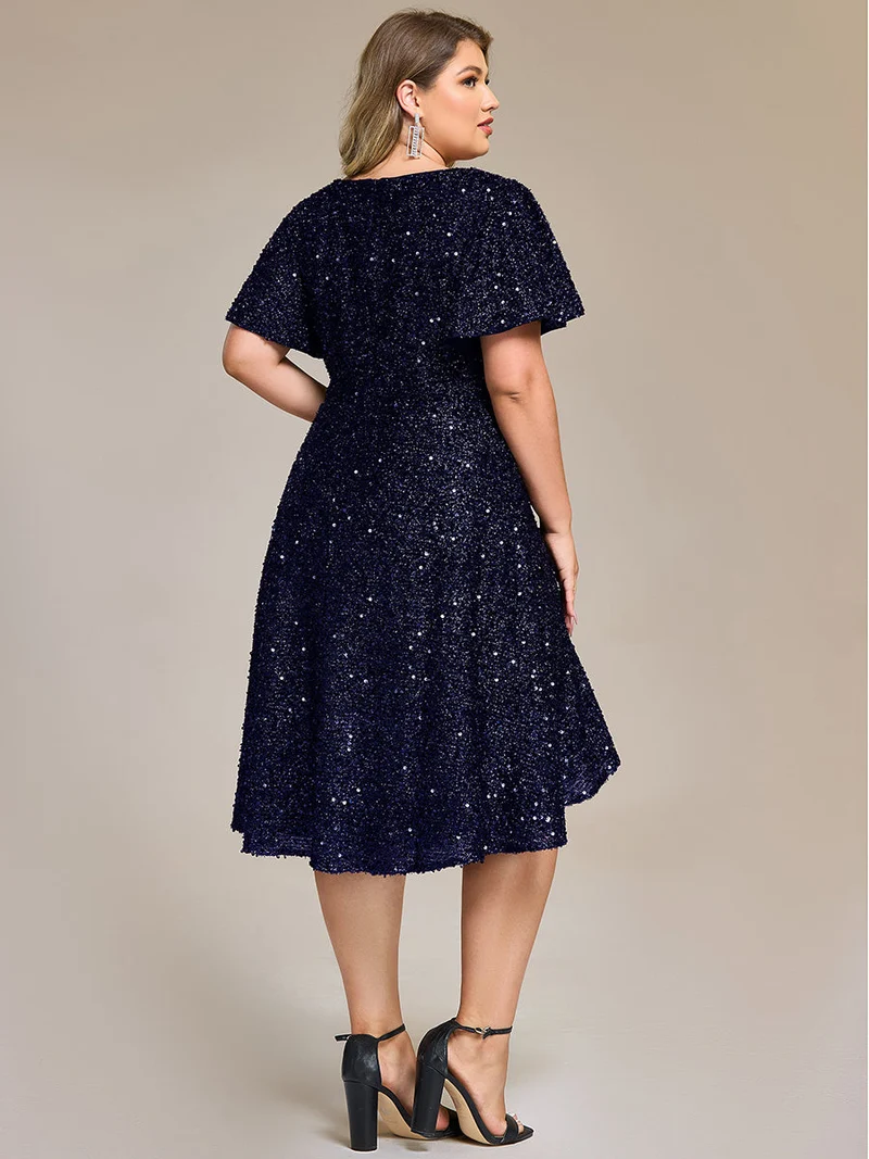 pretty CALISTEA|Robe de soirée mi-longue à volants et paillettes(Vente Finale)