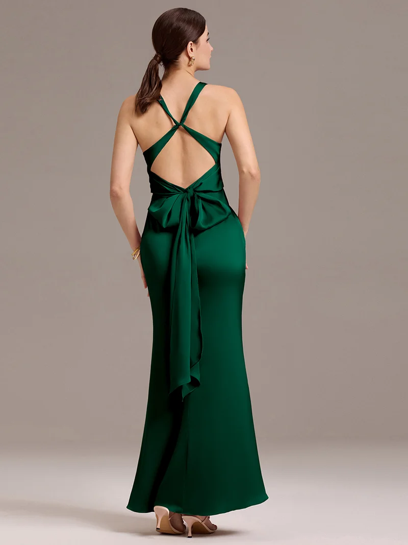ever MINTA|Robe longue en satin avec nœuds croisés dans le dos