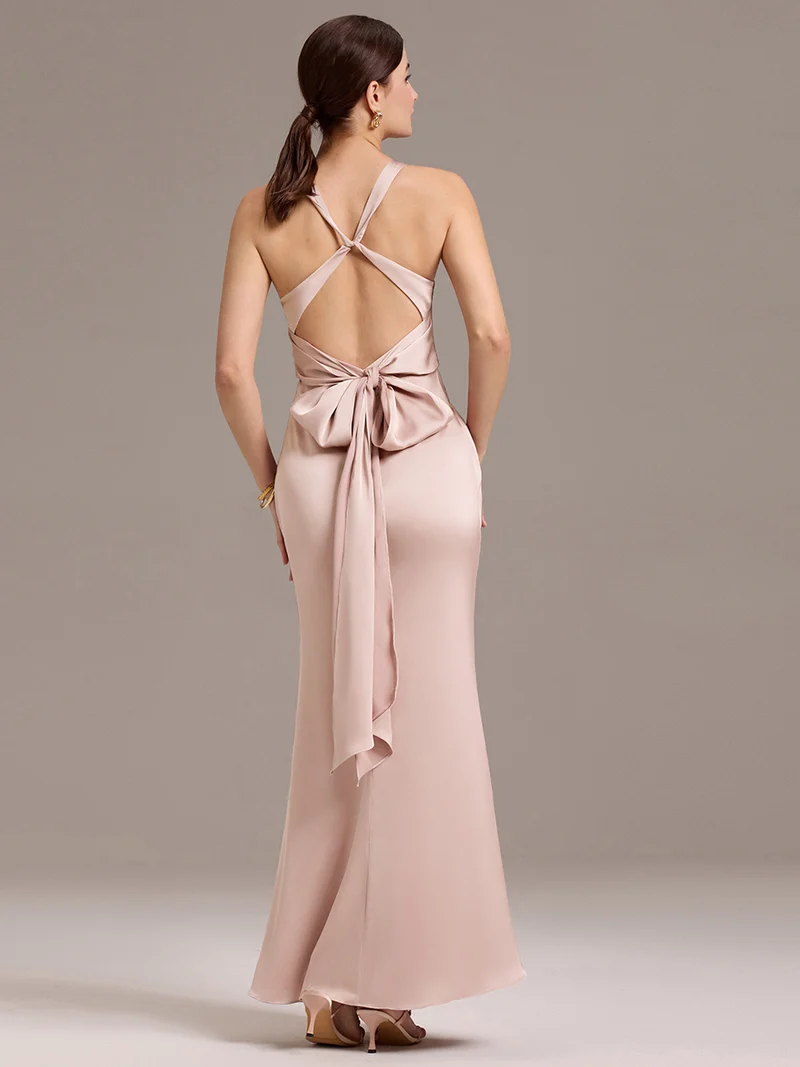 ever MINTA|Robe longue en satin avec nœuds croisés dans le dos