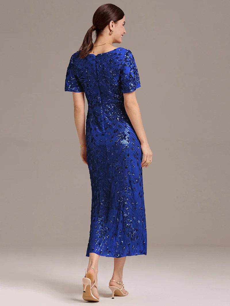 ever PALMER|Robe cérémonie femme mi-longue sirène formelle brodée à paillettes