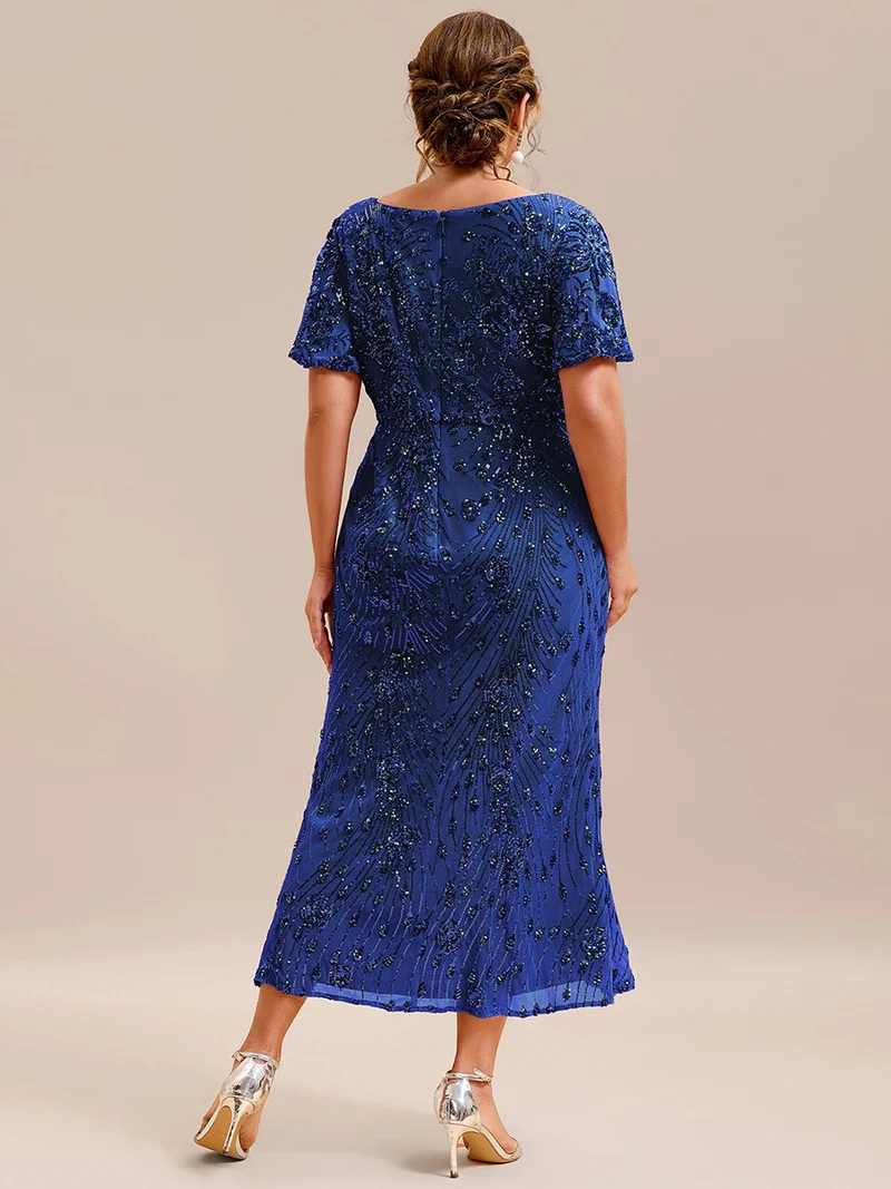 ever PALMER|Robe cérémonie femme mi-longue sirène formelle brodée à paillettes