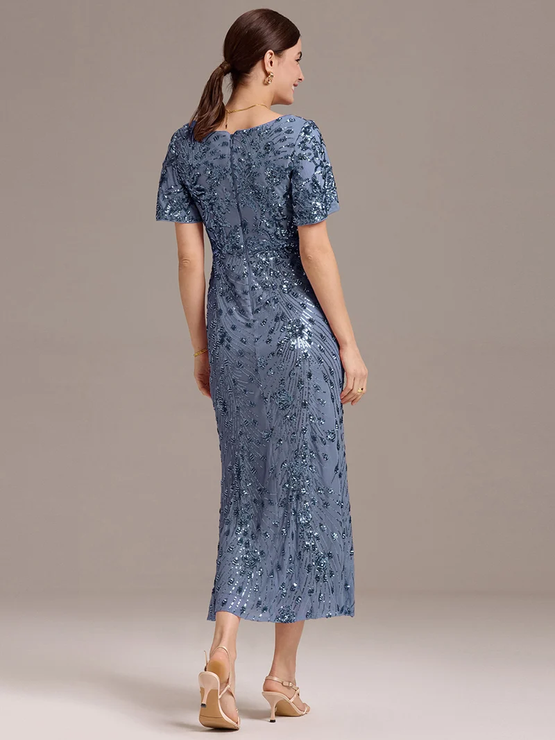 ever PALMER|Robe cérémonie femme mi-longue sirène formelle brodée à paillettes