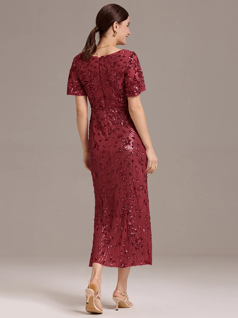 ever PALMER|Robe cérémonie femme mi-longue sirène formelle brodée à paillettes