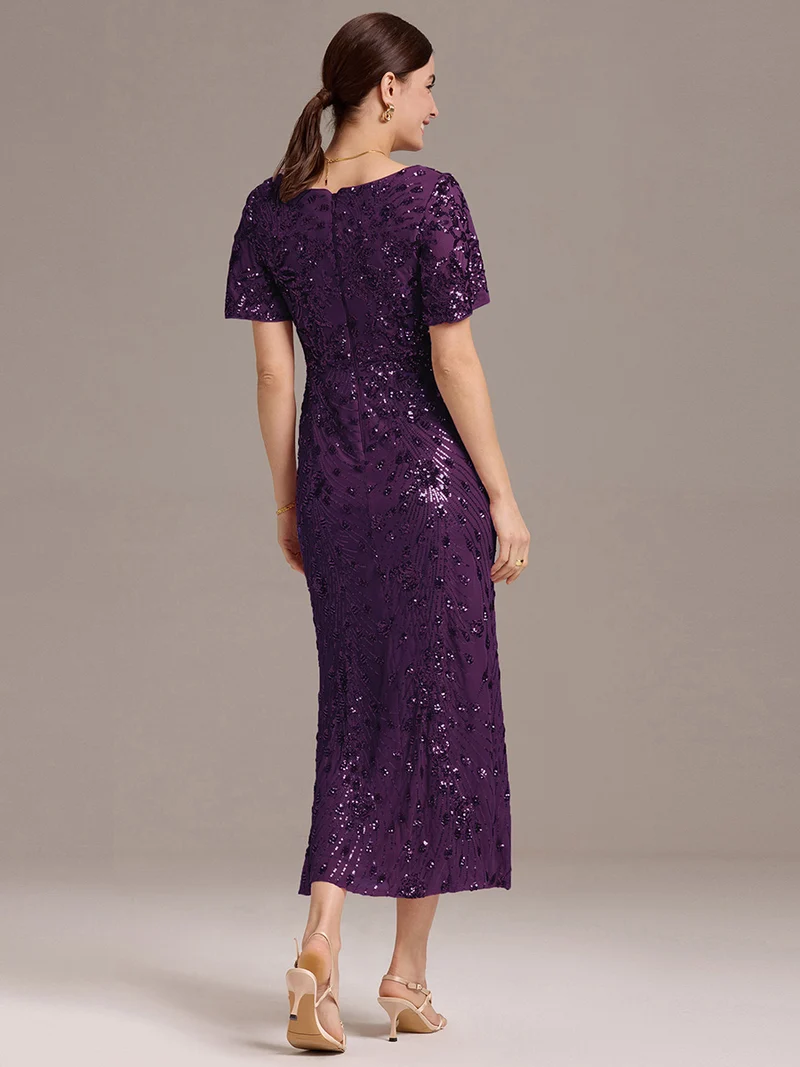 ever PALMER|Robe cérémonie femme mi-longue sirène formelle brodée à paillettes