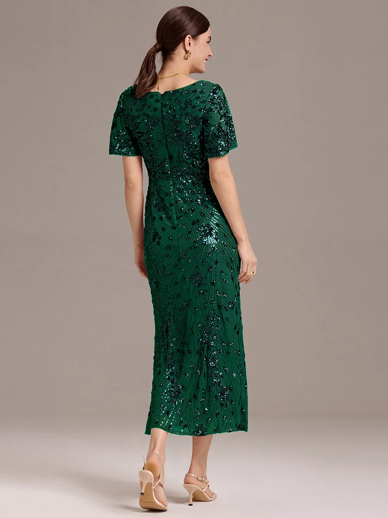 ever PALMER|Robe cérémonie femme mi-longue sirène formelle brodée à paillettes
