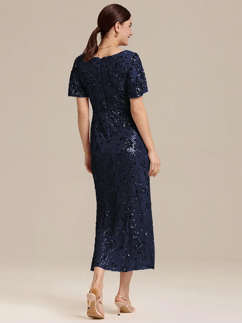 ever PALMER|Robe cérémonie femme mi-longue sirène formelle brodée à paillettes