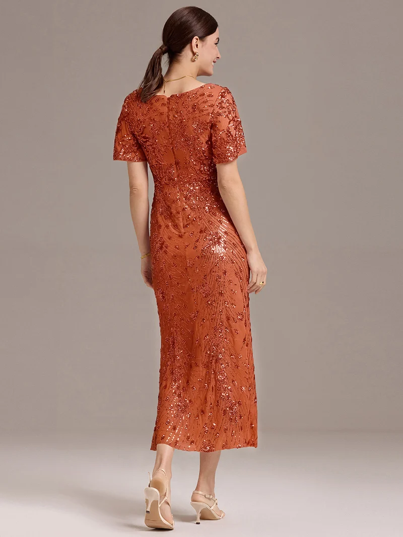 ever PALMER|Robe cérémonie femme mi-longue sirène formelle brodée à paillettes