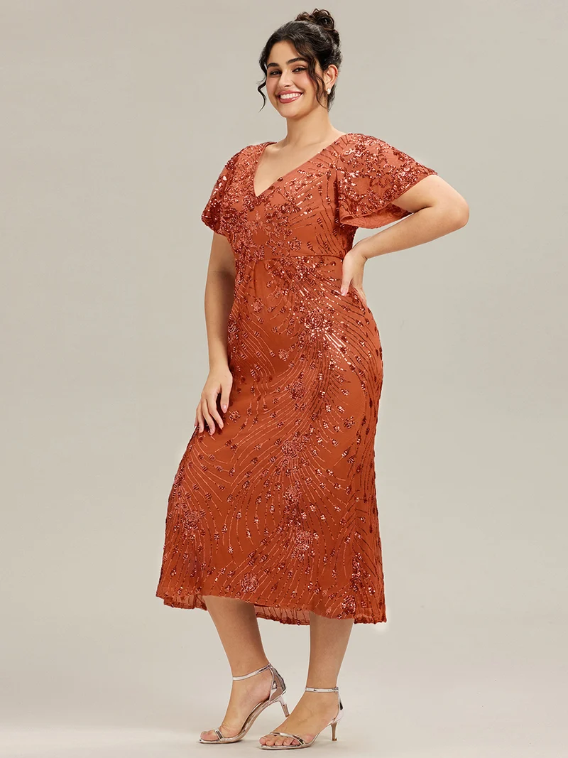 ever PALMER|Robe cérémonie femme mi-longue sirène formelle brodée à paillettes