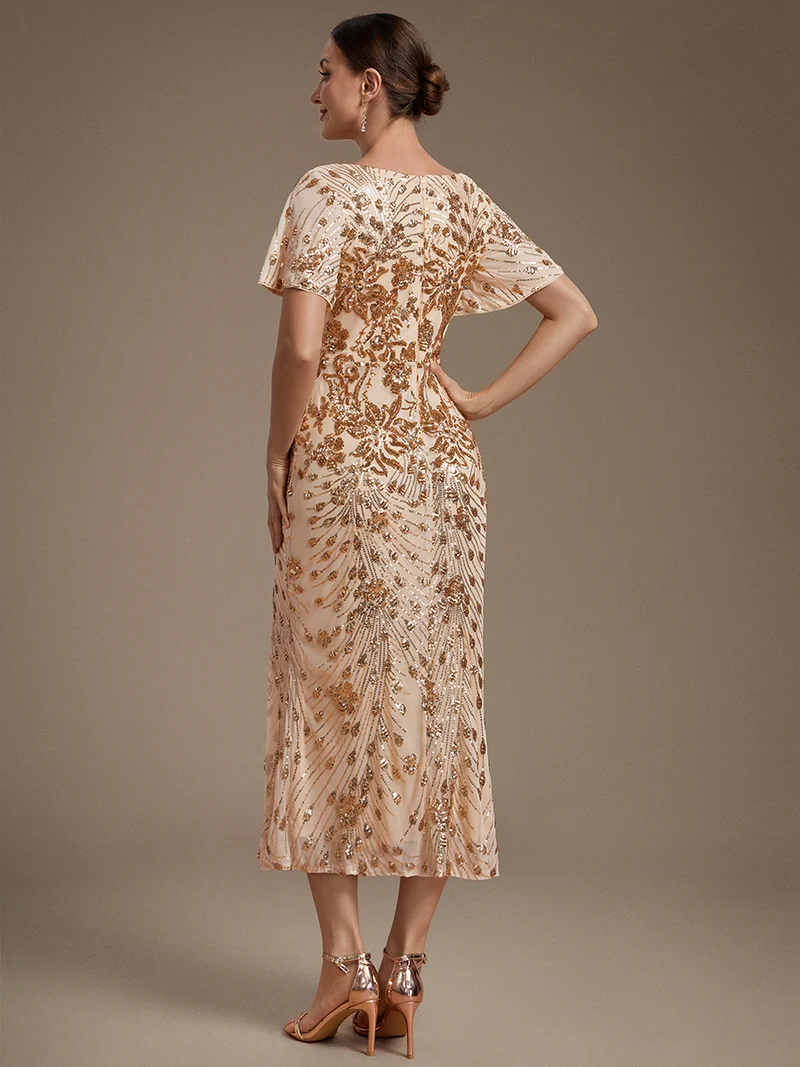 ever PALMER|Robe cérémonie femme mi-longue sirène formelle brodée à paillettes