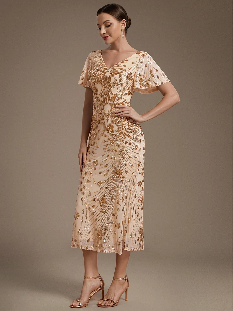 ever PALMER|Robe cérémonie femme mi-longue sirène formelle brodée à paillettes