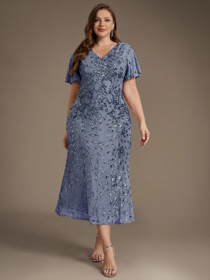 ever PALMER|Robe de soirée sirène à sequins grande taille