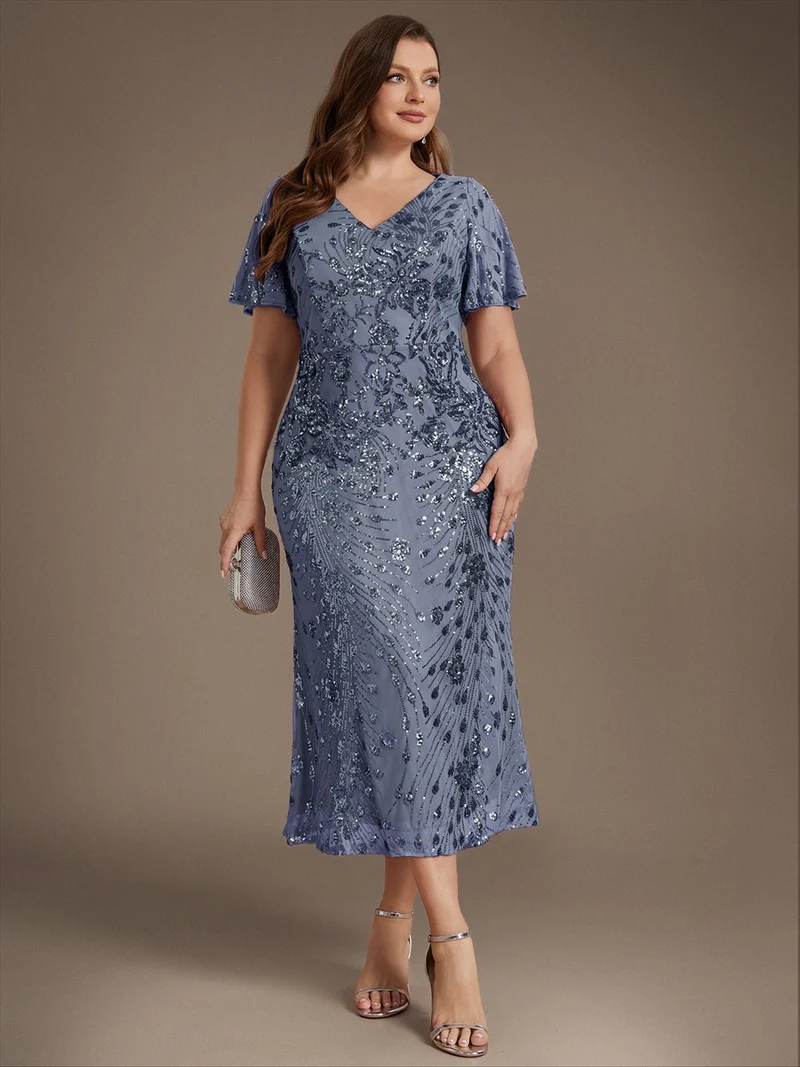 ever PALMER|Robe de soirée sirène à sequins grande taille