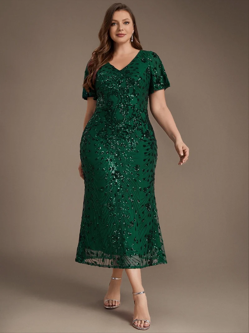 ever PALMER|Robe de soirée sirène à sequins grande taille