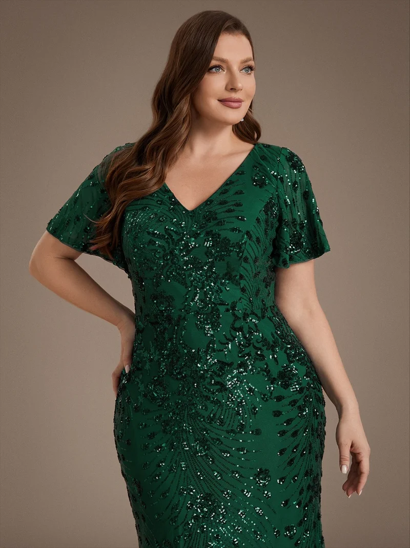 ever PALMER|Robe de soirée sirène à sequins grande taille