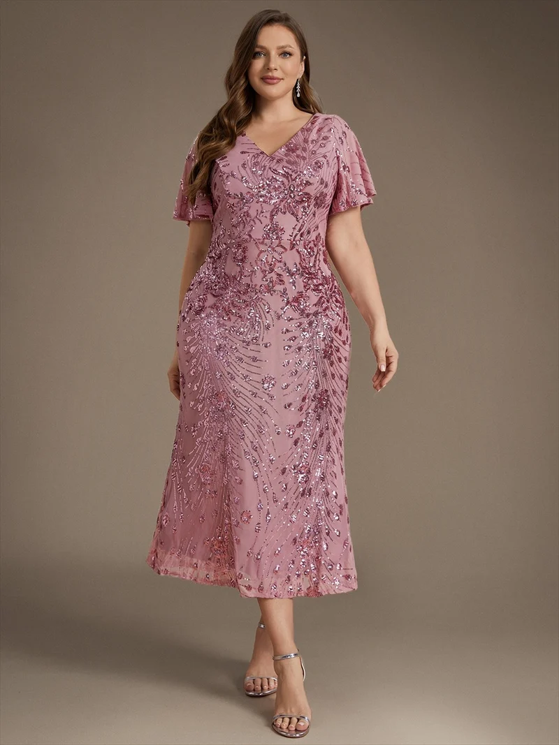 ever PALMER|Robe de soirée sirène à sequins grande taille