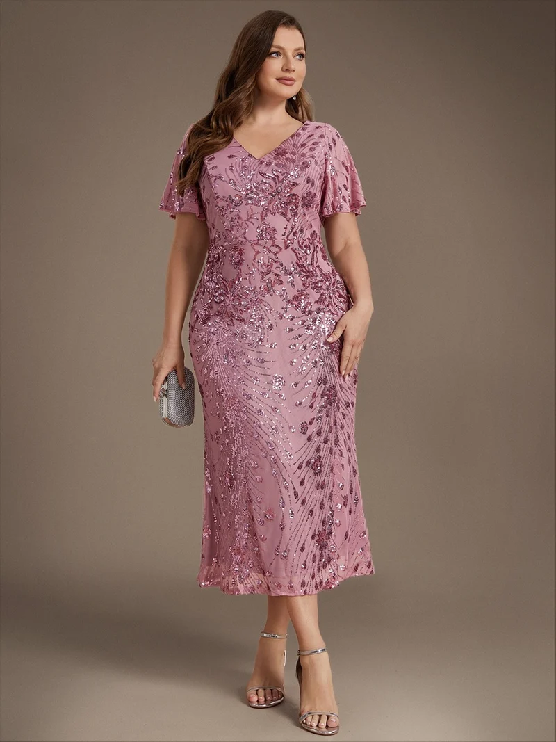 ever PALMER|Robe de soirée sirène à sequins grande taille