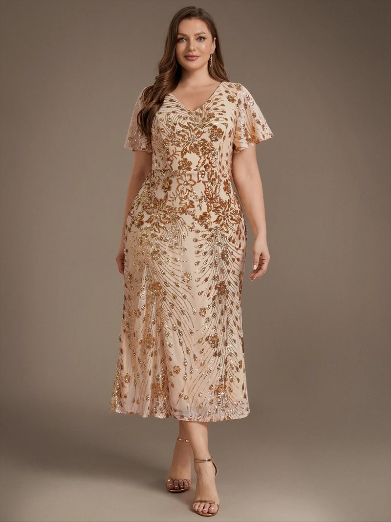 ever PALMER|Robe de soirée sirène à sequins grande taille