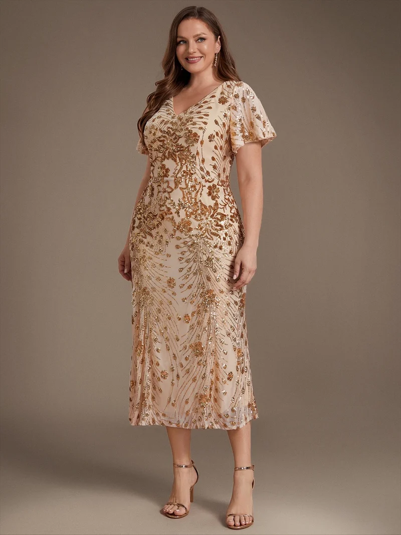 ever PALMER|Robe de soirée sirène à sequins grande taille