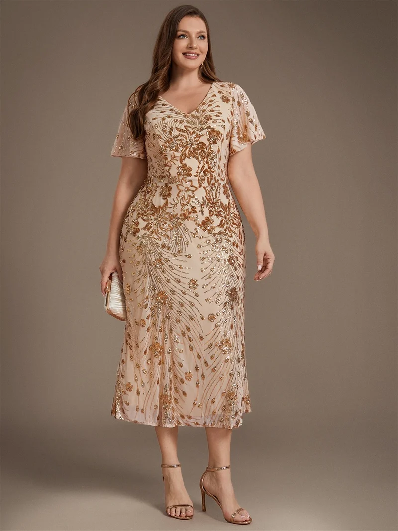 ever PALMER|Robe de soirée sirène à sequins grande taille