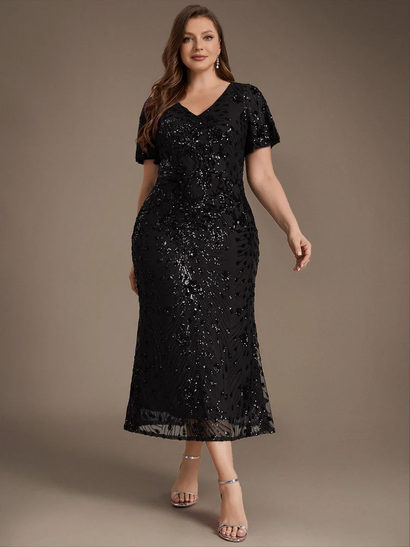 ever PALMER|Robe de soirée sirène à sequins grande taille
