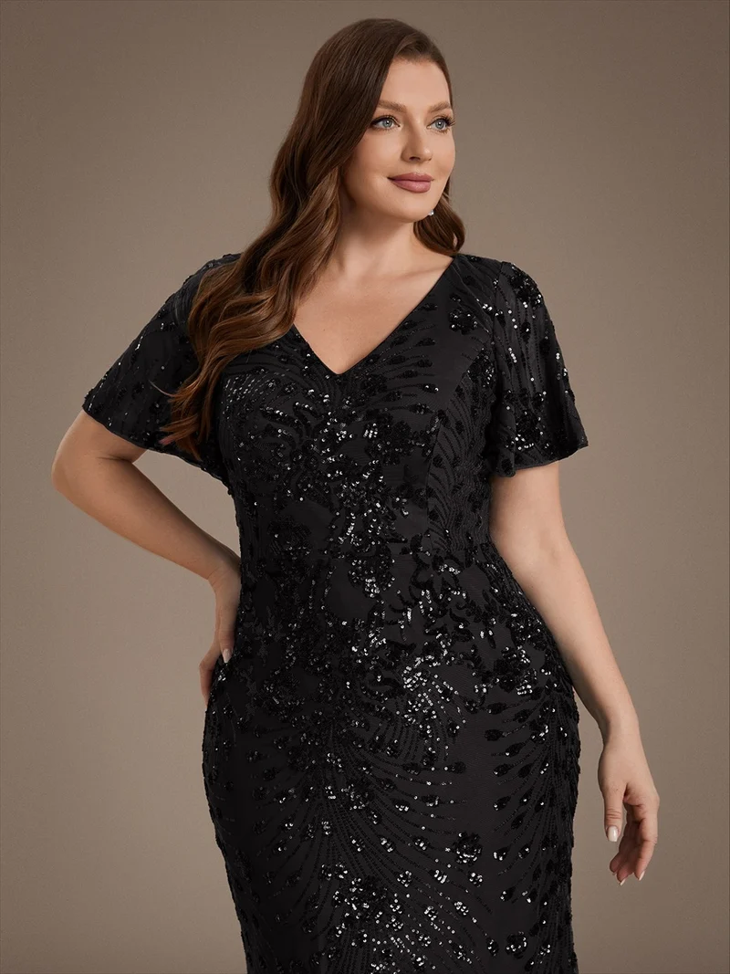 ever PALMER|Robe de soirée sirène à sequins grande taille