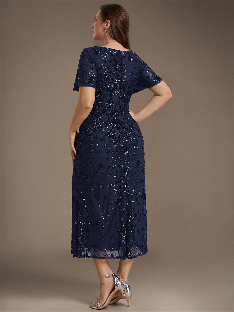 ever PALMER|Robe cérémonie femme mi-longue sirène formelle brodée à paillettes