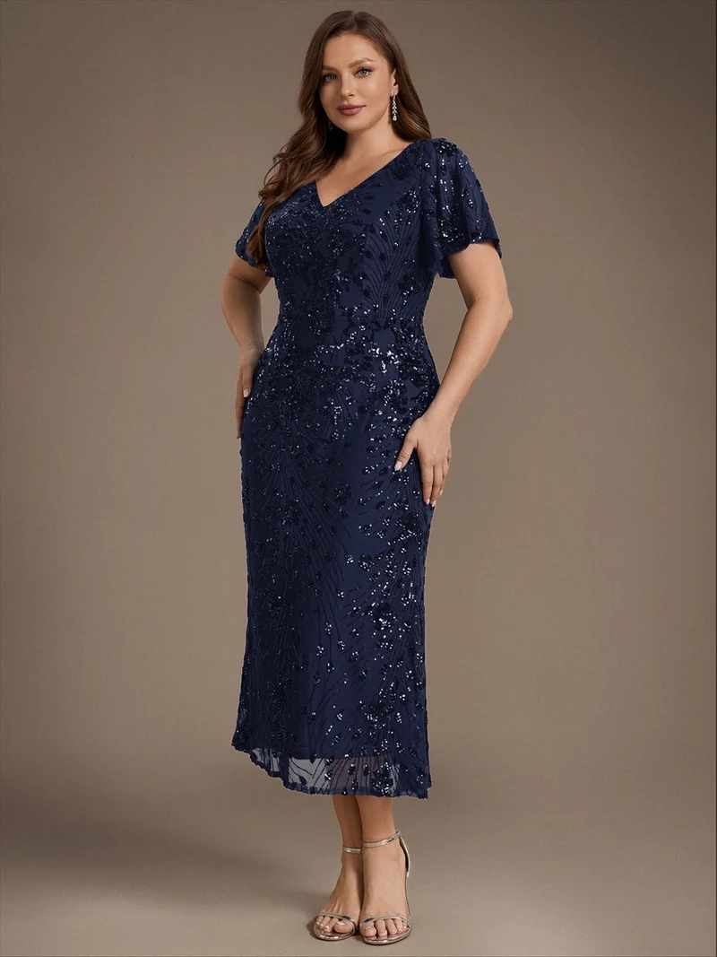 ever PALMER|Robe cérémonie femme mi-longue sirène formelle brodée à paillettes