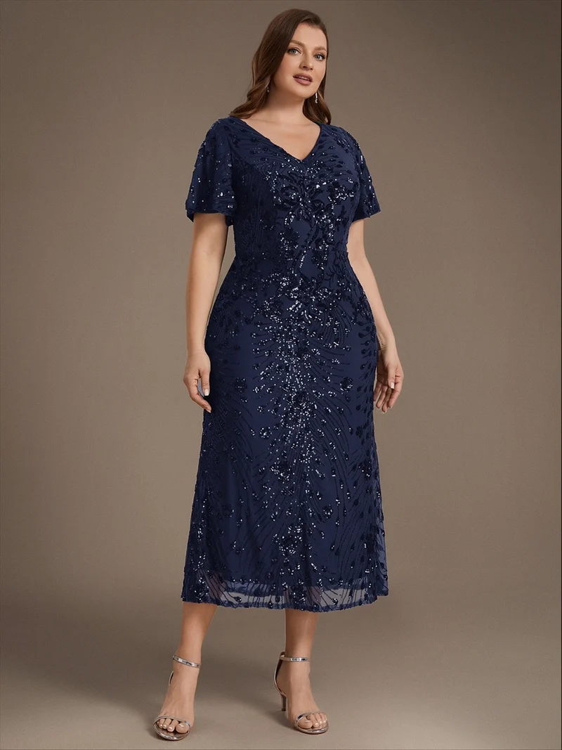 ever PALMER|Robe cérémonie femme mi-longue sirène formelle brodée à paillettes
