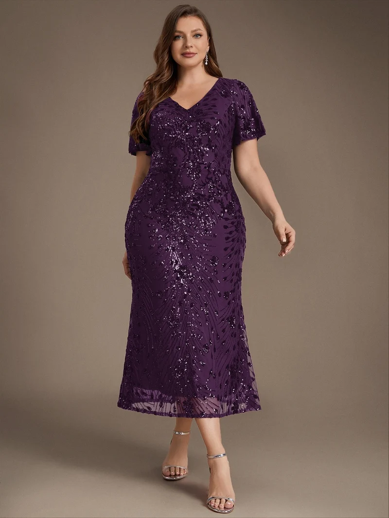 ever PALMER|Robe de soirée sirène à sequins grande taille