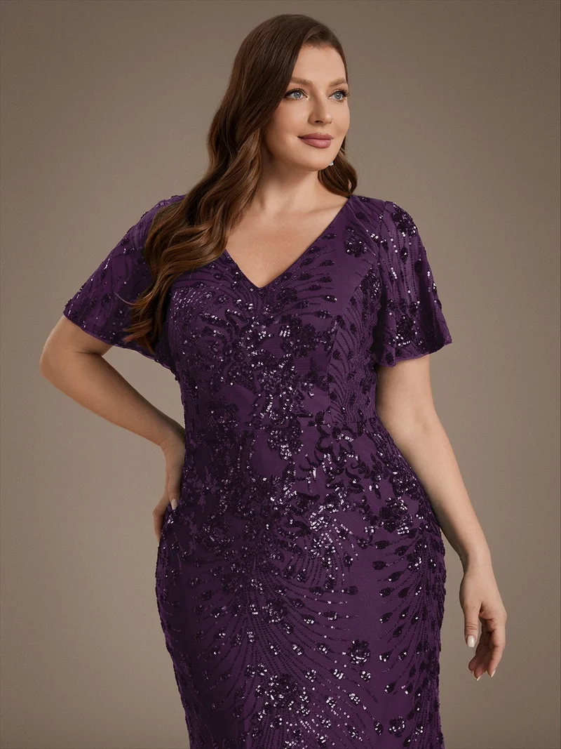 ever PALMER|Robe de soirée sirène à sequins grande taille