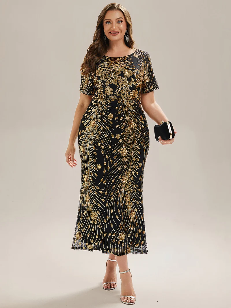 pretty HAYLEN|Robe de mariée formelle à paillettes grande taille