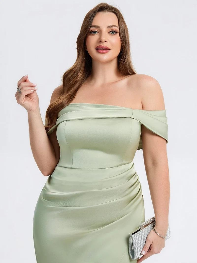 pretty DIANELLE|Robe de mariée fendue en satin grande taille