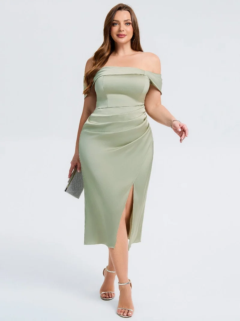 pretty DIANELLE|Robe de mariée fendue en satin grande taille