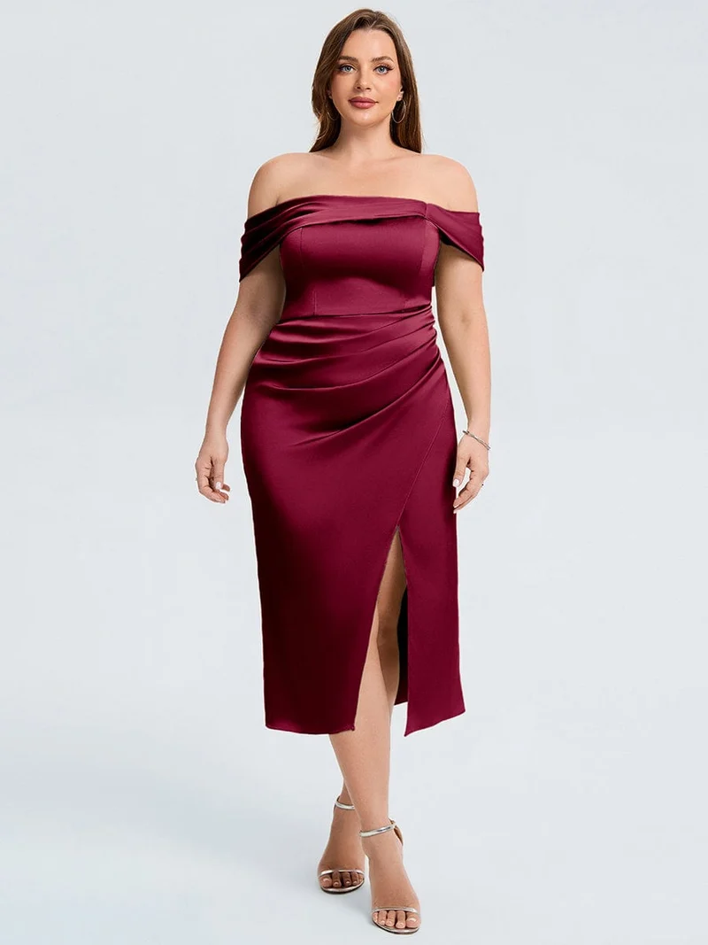 pretty DIANELLE|Robe de mariée fendue en satin grande taille