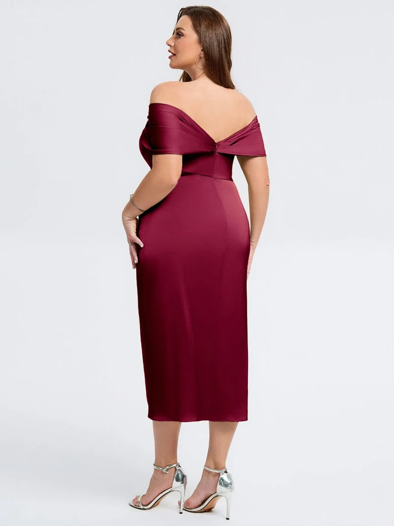 pretty DIANELLE|Robe de mariée fendue en satin grande taille
