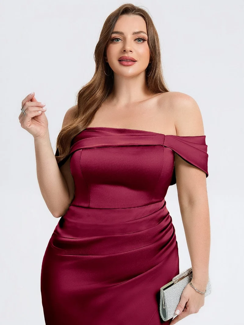 pretty DIANELLE|Robe de mariée fendue en satin grande taille