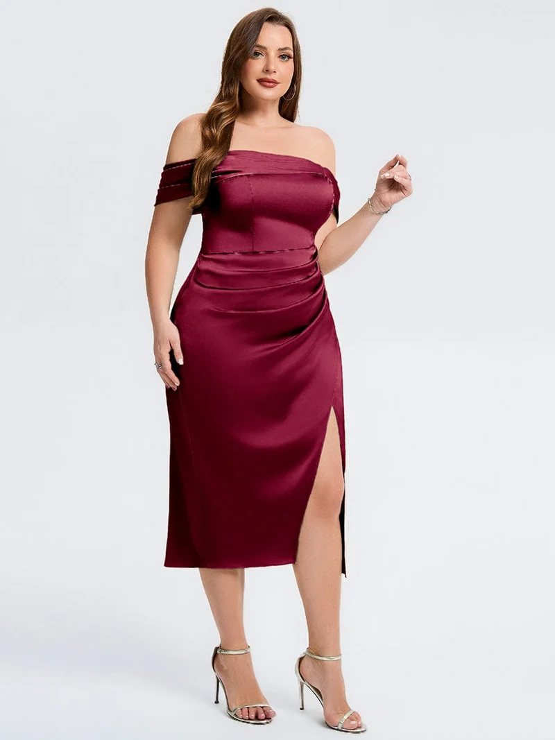 pretty DIANELLE|Robe de mariée fendue en satin grande taille
