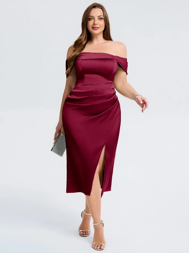 pretty DIANELLE|Robe de mariée fendue en satin grande taille