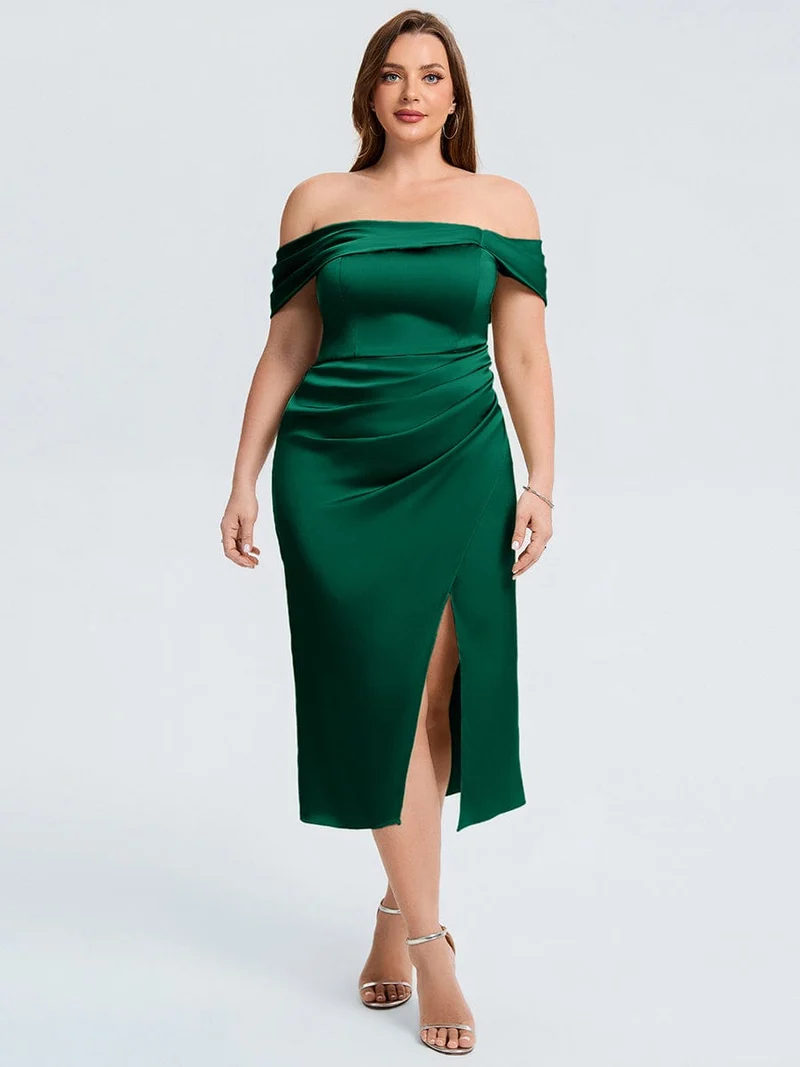pretty DIANELLE|Robe de mariée fendue en satin grande taille