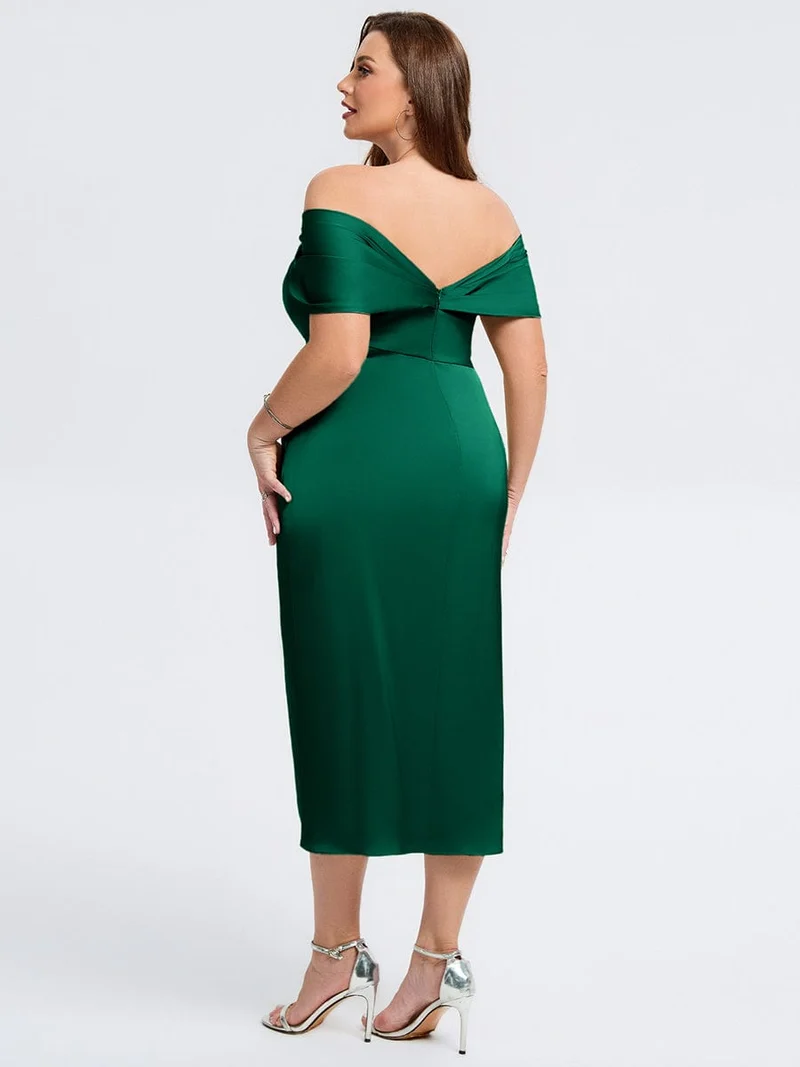 pretty DIANELLE|Robe de mariée fendue en satin grande taille