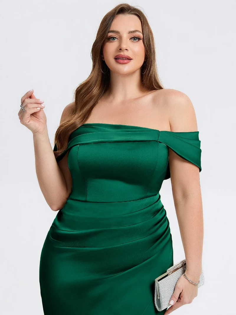 pretty DIANELLE|Robe de mariée fendue en satin grande taille