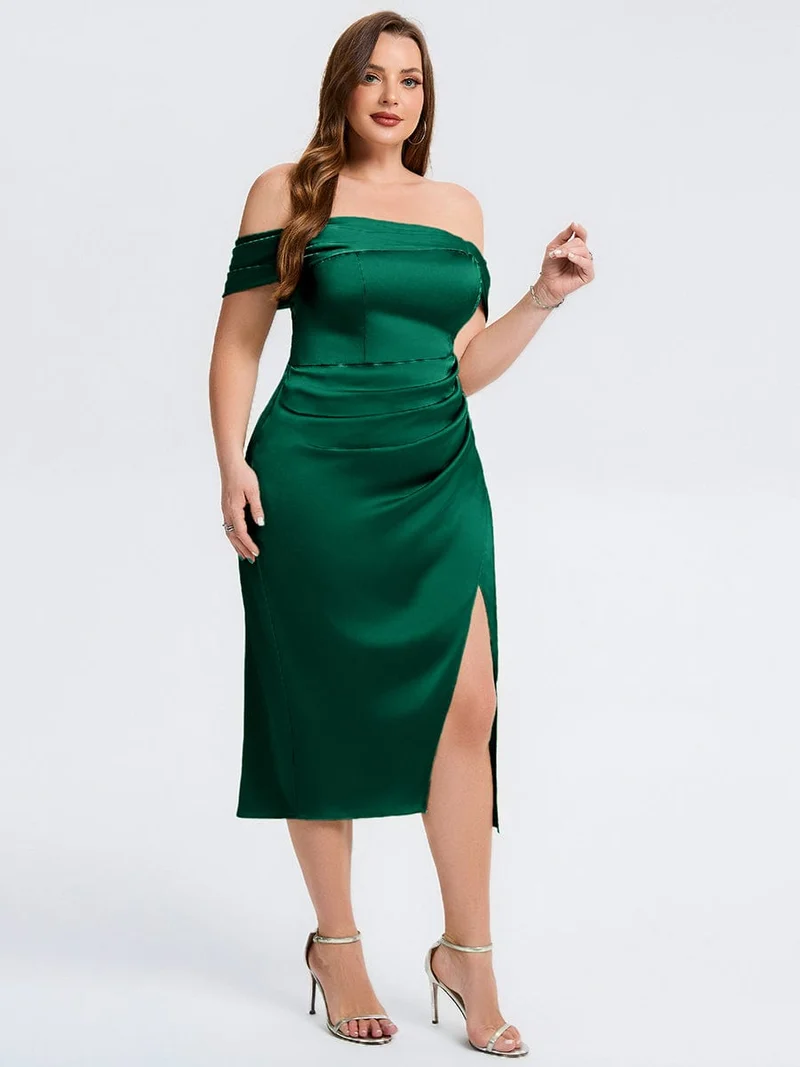pretty DIANELLE|Robe de mariée fendue en satin grande taille